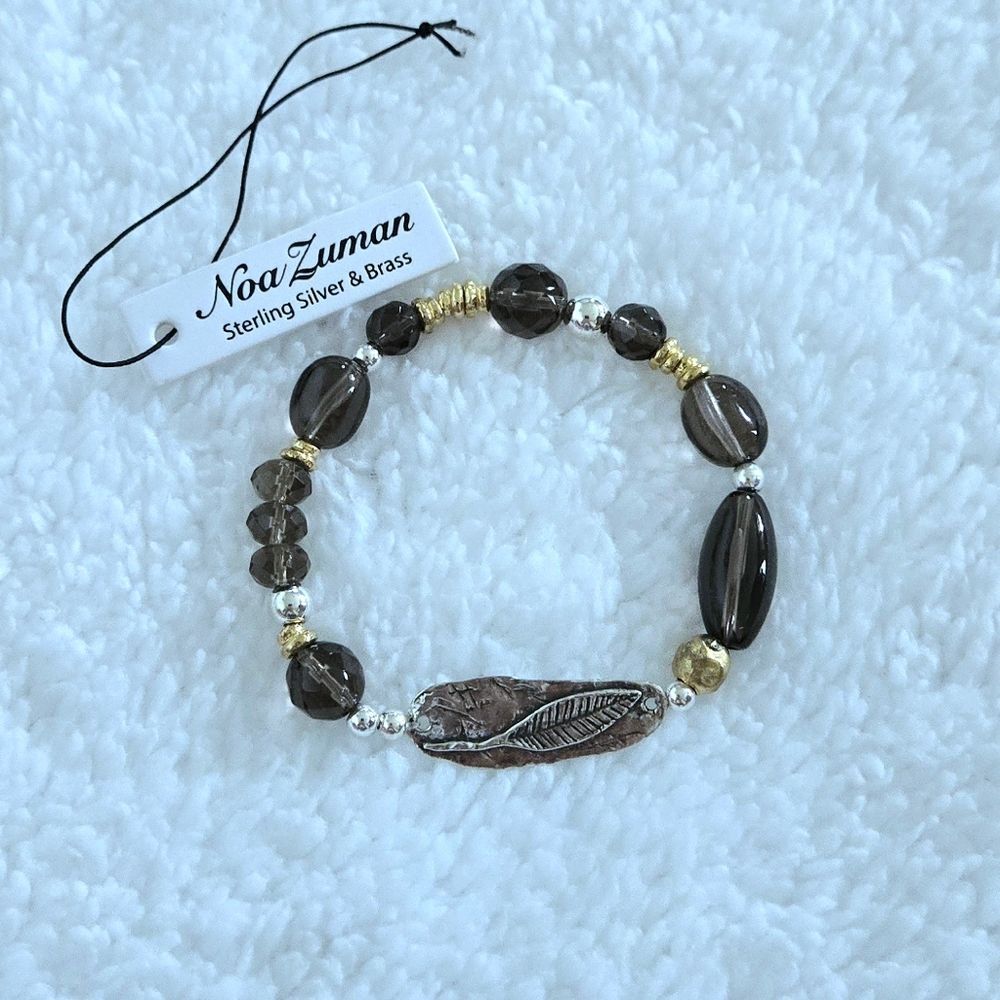 Noa Zuman Simulated Smokey🔥 Quartz Stretch Bracelet - NWT - Picture 8 of 16